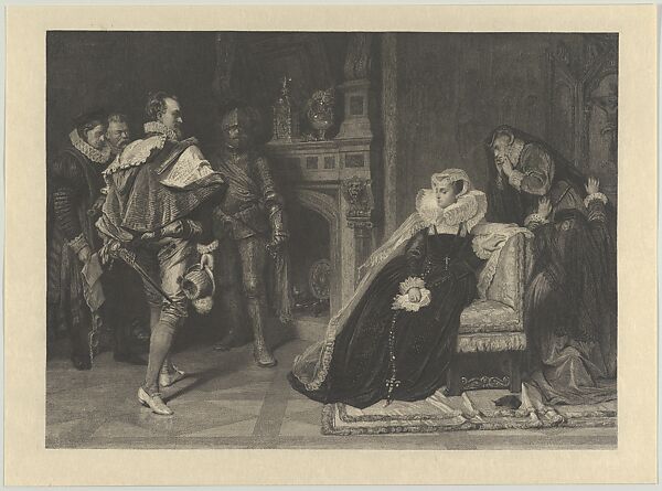 Mary Stuart Listening to the Order of Her Execution, Doris Raab (German, Nuremburg 1851–before 1933), Steel engraving; proof 