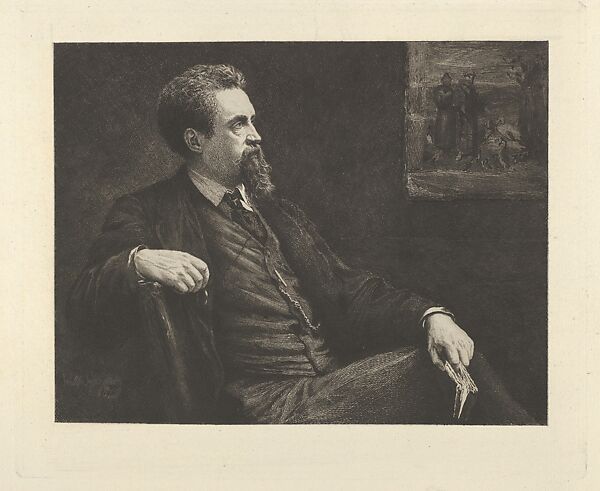 Portrait of Henry Stacy Marks, from "The Portfolio", Benjamin Damman (French, Dunkirk 1835–1921 Neuilly-sur-Seine), Etching 