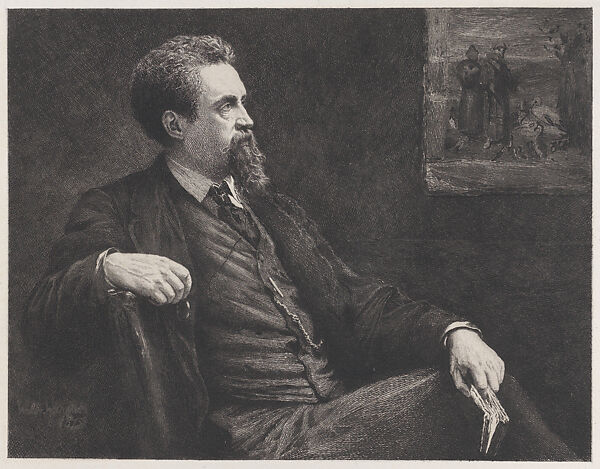 Portrait of Henry Stacy Marks, from "The Portfolio", Benjamin Damman (French, Dunkirk 1835–1921 Neuilly-sur-Seine), Etching