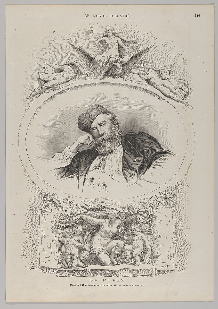 Portrait of Jean-Baptiste Carpeaux, from "Le Monde Illustré", Anonymous, French, 19th century, Wood engraving 