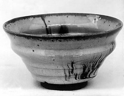 Teabowl, Clay covered with a white glaze splashed with brown (Takatori ware), Japan 