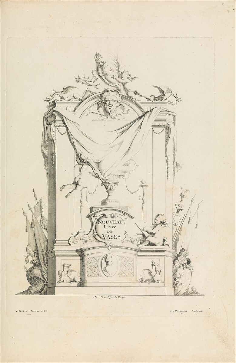 Nouveau Livre de Vases. Title Page, Jean Bernard Toro (French, Dijon 1672–1731 Toulon), Etching 