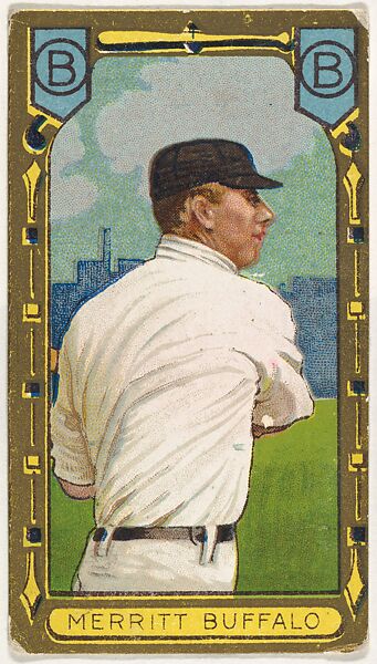 George Merritt, Buffalo, from the "Baseball Series" (Gold Borders) set (T205) issued by the American Tobacco Company, Issued by the American Tobacco Company, Commercial color lithograph 