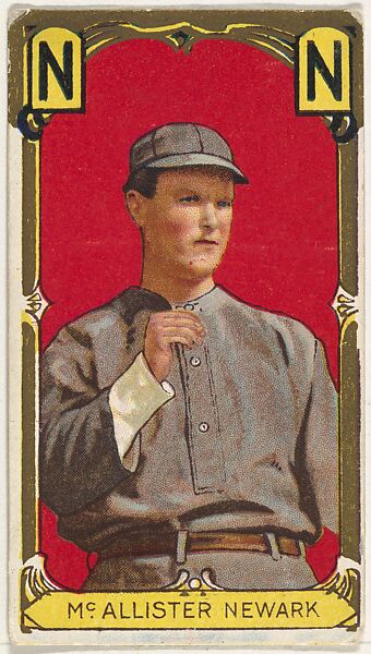 Lewis McAllister, Newark, from the "Baseball Series" (Gold Borders) set (T205) issued by the American Tobacco Company, Issued by the American Tobacco Company, Commercial color lithograph 
