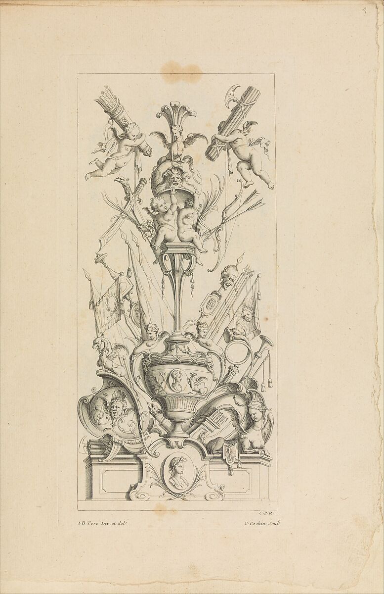 Trophées Nouvellement Inventez par J.B. Toro., Jean Bernard Toro (French, Dijon 1672–1731 Toulon), Etching 