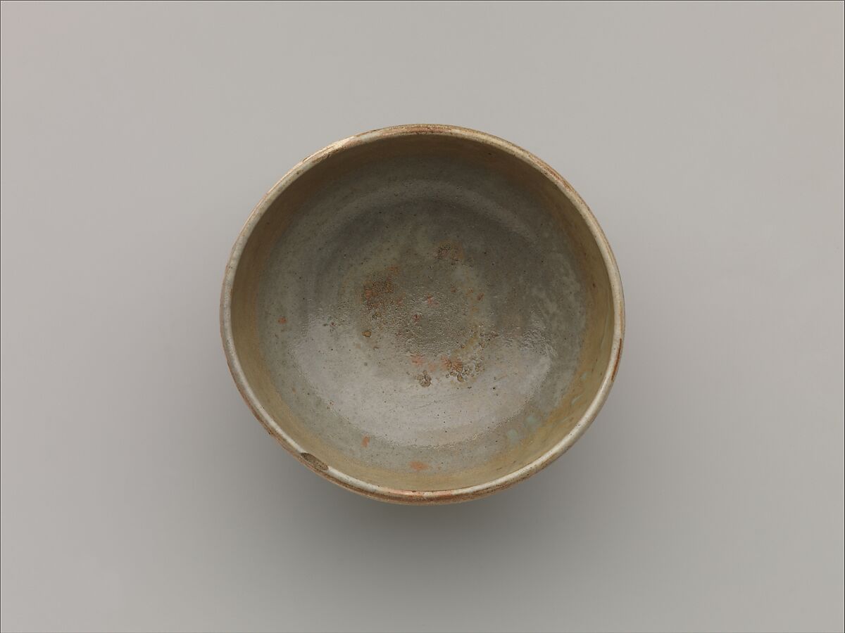 Teabowl, Clay decorated with a mishima design of inlaid slip under a transparent glaze (Mino ware, Shino type), Japan