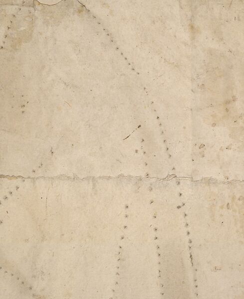 Standing Female Figure (St. Anne; Cartoon for a Painting), Vittore Carpaccio (Italian, Venice 1460/66?–1525/26 Venice), Pen and brown ink, brush and gray-brown wash, over charcoal underdrawing; outlines pricked for transfer, on two glued sheets of paper with overlapping joins