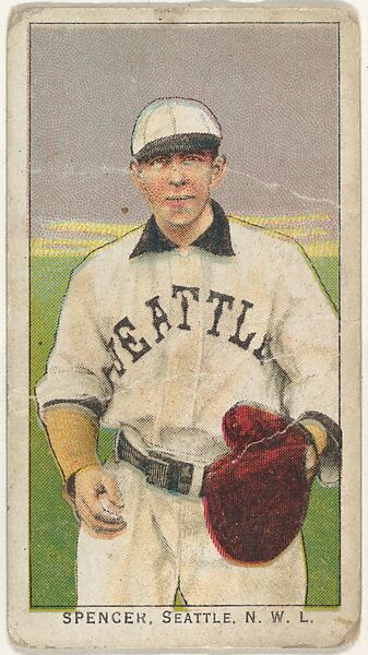 Spencer, Seattle, Northwestern League, from the "Obak Baseball Players" set (T212), issued by the American Tobacco Company to promote Obak Mouthpiece Cigarettes, Issued by the California branch of the American Tobacco Company, Commercial color lithograph 