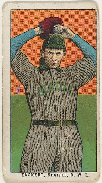 Zackert, Seattle, Northwestern League, from the "Obak Baseball Players" set (T212), issued by the American Tobacco Company to promote Obak Mouthpiece Cigarettes, Issued by the California branch of the American Tobacco Company, Commercial color lithograph 