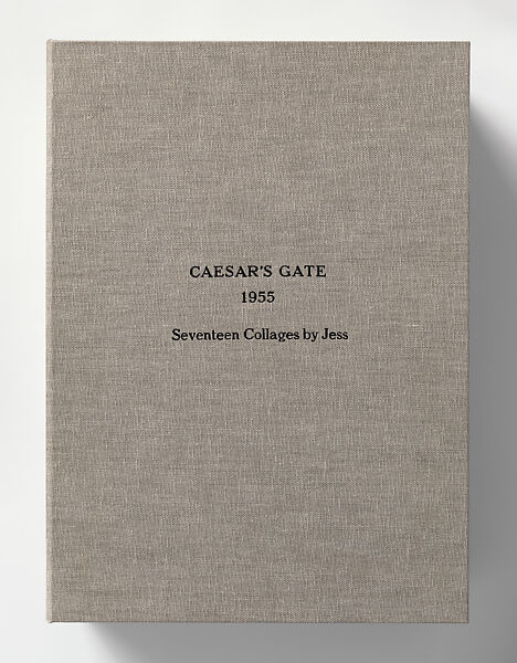 Caesar's Gate I, Jess (American, 1923–2004), Cut and pasted printed papers, black masking tape on paperboard with dark red facing paper
