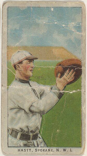 Hasty, Spokane, Northwestern League, from the "Obak Baseball Players" set (T212), issued by the American Tobacco Company to promote Obak Mouthpiece Cigarettes, Issued by the California branch of the American Tobacco Company, Commercial color lithograph