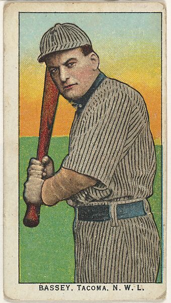 Bassey, Tacoma, Northwestern League, from the "Obak Baseball Players" set (T212), issued by the American Tobacco Company to promote Obak Mouthpiece Cigarettes, Issued by the California branch of the American Tobacco Company, Commercial color lithograph 