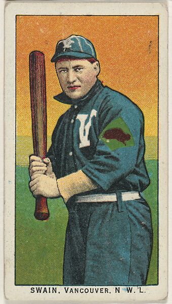 Swain, Vancouver, Northwestern League, from the "Obak Baseball Players" set (T212), issued by the American Tobacco Company to promote Obak Mouthpiece Cigarettes, Issued by the California branch of the American Tobacco Company, Commercial color lithograph 