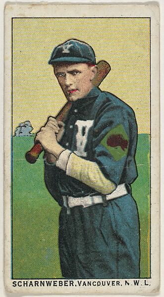 Scharnweber, Vancouver, Northwestern League, from the "Obak Baseball Players" set (T212), issued by the American Tobacco Company to promote Obak Mouthpiece Cigarettes, Issued by the California branch of the American Tobacco Company, Commercial color lithograph 