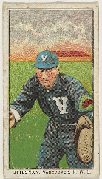 Spiesman, Vancouver, Northwestern League, from the "Obak Baseball Players" set (T212), issued by the American Tobacco Company to promote Obak Mouthpiece Cigarettes, Issued by the California branch of the American Tobacco Company, Commercial color lithograph 