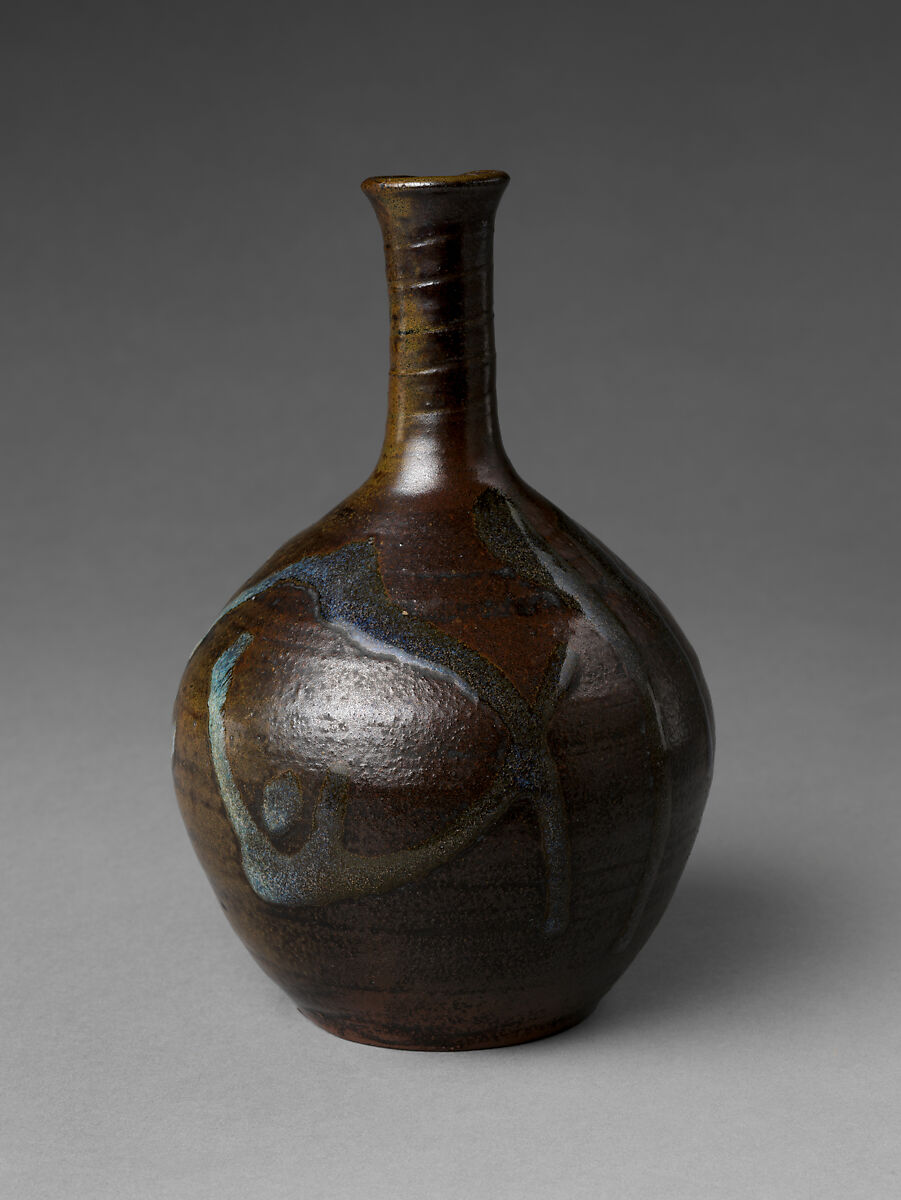 Bottle with Splashed Design, Stoneware with glaze and splashed decoration (Seto ware), Japan
