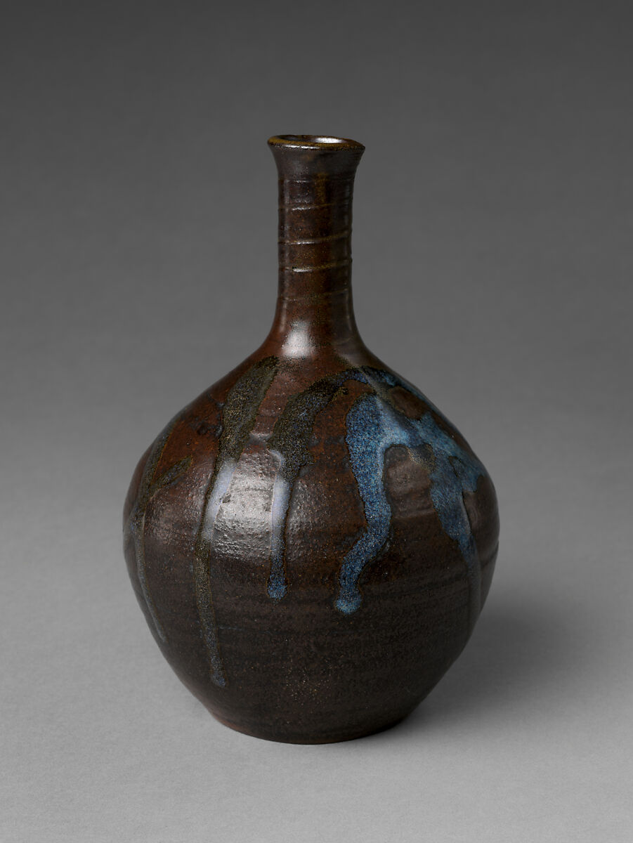 Bottle with Splashed Design, Stoneware with glaze and splashed decoration (Seto ware), Japan
