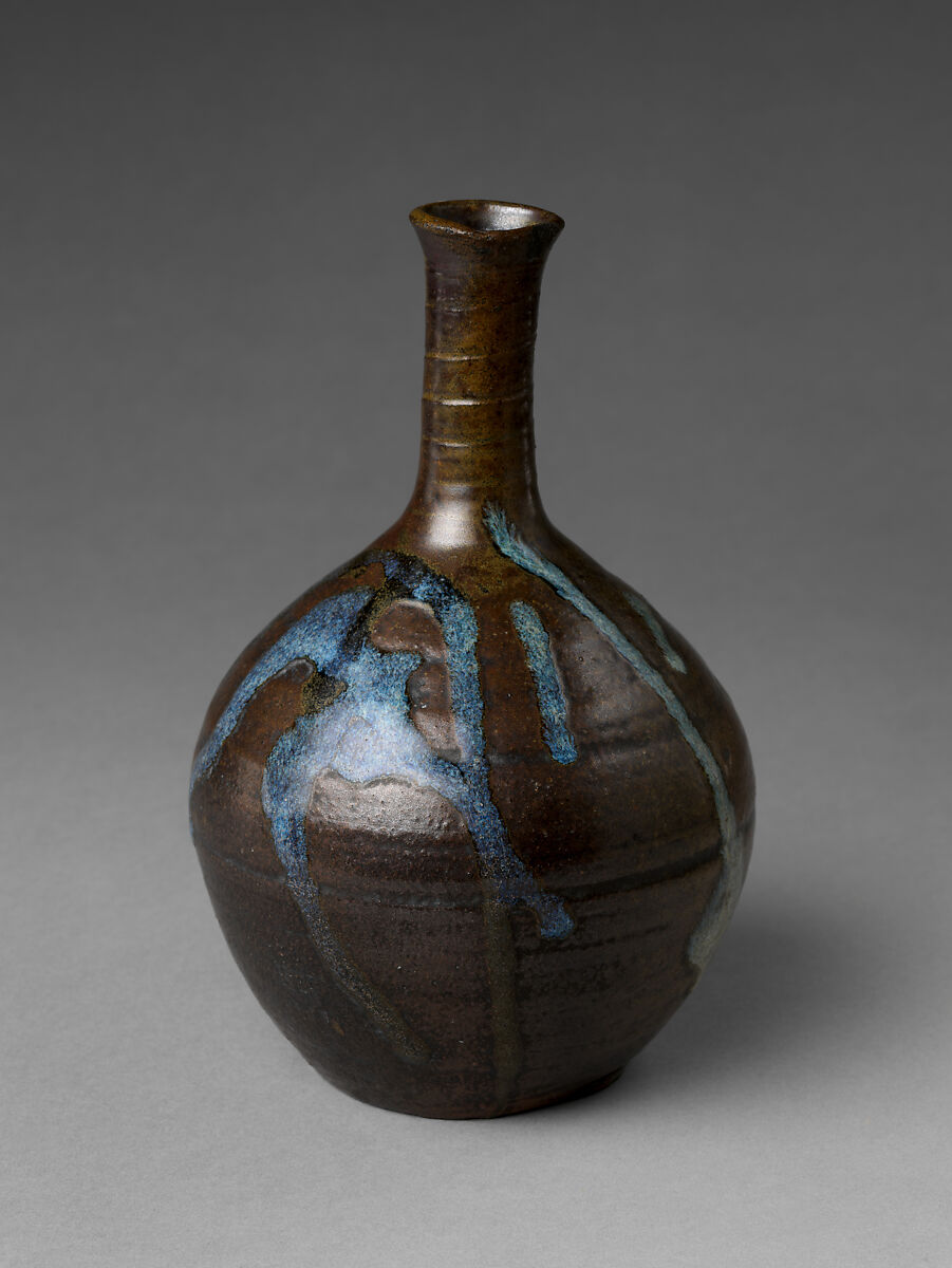 Bottle with Splashed Design, Stoneware with glaze and splashed decoration (Seto ware), Japan