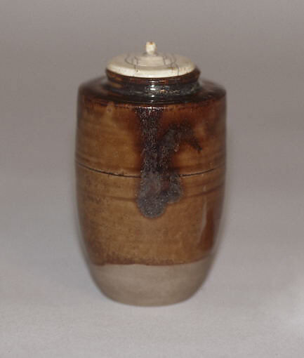 Tea Jar, Paste covered with a transparent  streaked glaze; right-handed itogiri (Takatori ware), Japan 