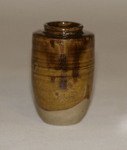 Tea Jar, Paste covered with a transparent  streaked glaze; right-handed itogiri (Takatori ware), Japan