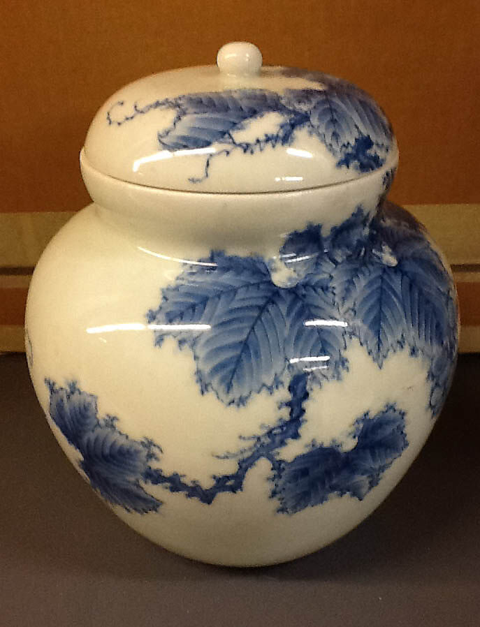 Covered Jar, White porcelain decorated with blue under the glaze (Hirado ware), Japan 