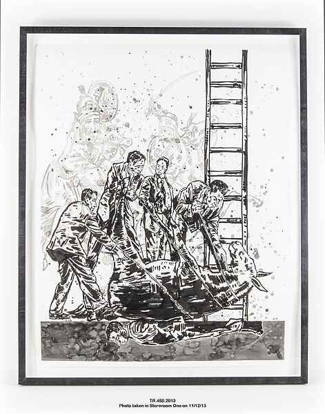 Study for Inspector's Scrutiny, Nicky Nodjoumi (Iranian, born Kermanshah, 1942), Ink on paper