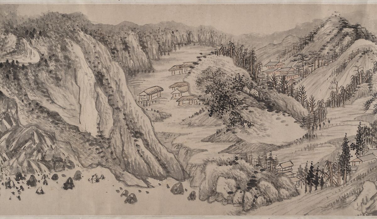 Remote Valleys, Sounds of Waterfalls, Deep Forests, Liu Yu (Chinese, 1620–after 1689), Handscroll; ink and color on paper, China