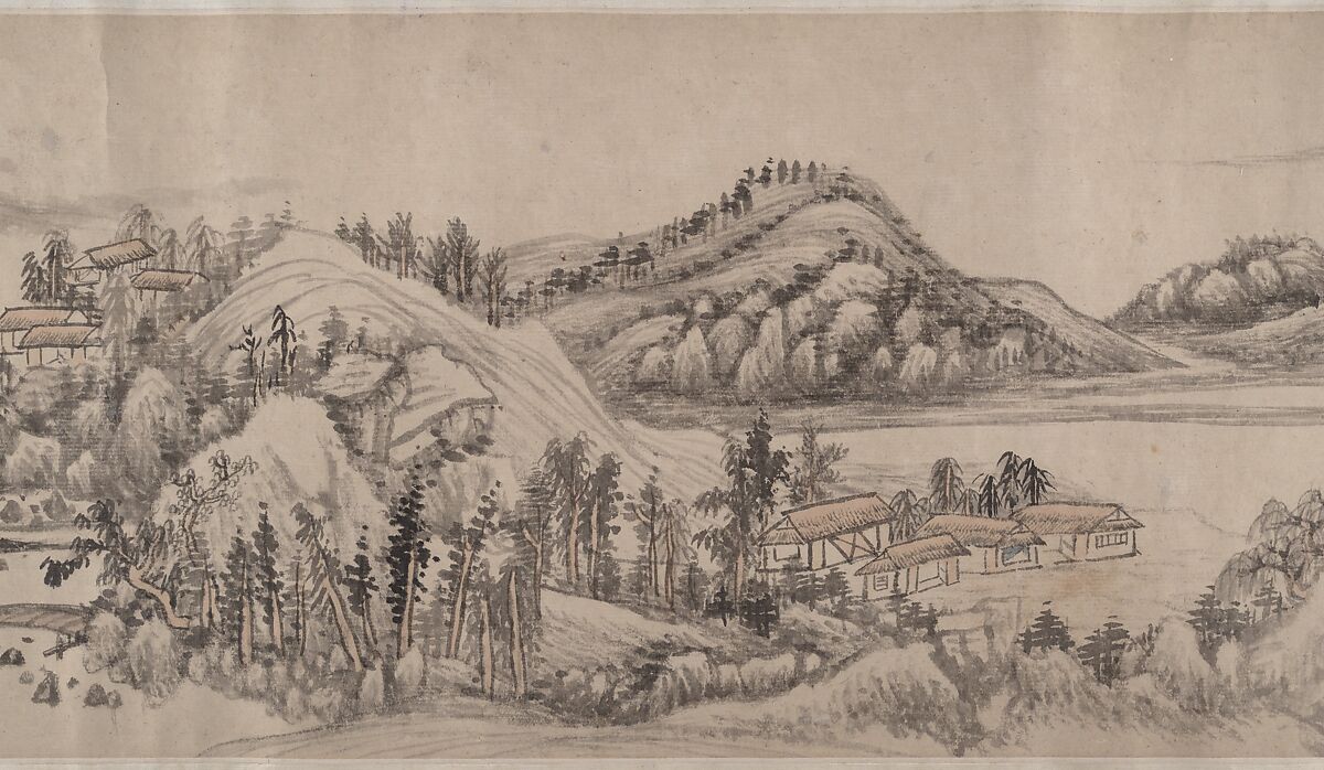 Remote Valleys, Sounds of Waterfalls, Deep Forests, Liu Yu (Chinese, 1620–after 1689), Handscroll; ink and color on paper, China