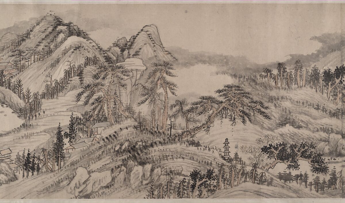 Remote Valleys, Sounds of Waterfalls, Deep Forests, Liu Yu (Chinese, 1620–after 1689), Handscroll; ink and color on paper, China