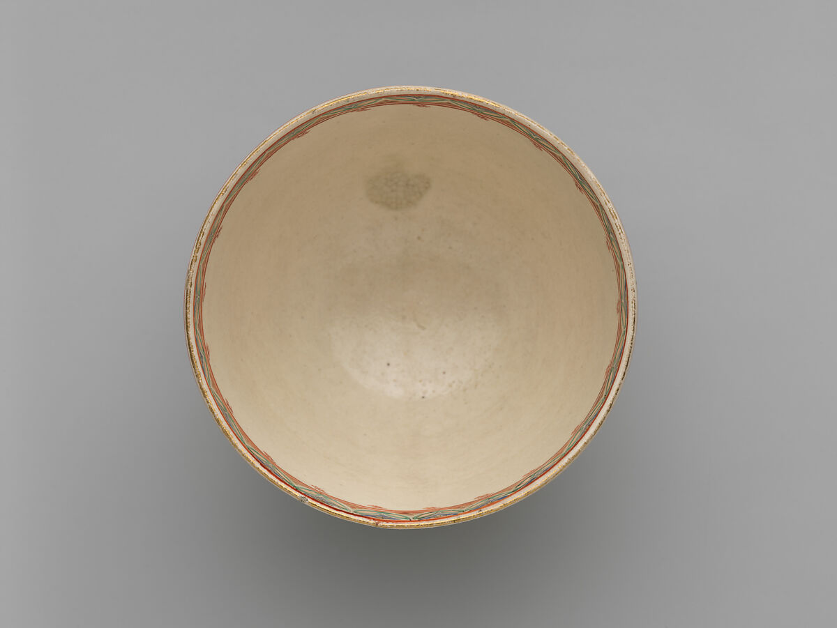Teabowl, Stoneware with polychrome enamels and gold over finely crackled glaze (Satsuma ware), Japan