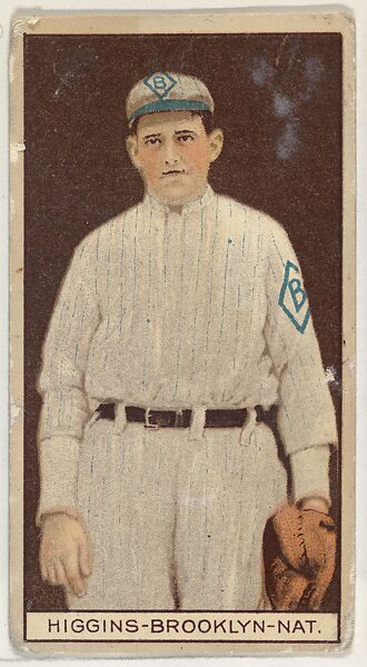 Robert Higgins, Brooklyn, National League, from the Brown Background series (T207) for the American Tobacco Company, Issued by American Tobacco Company, Commercial lithograph 