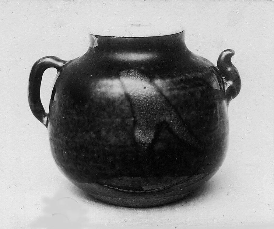 Tea Jar, Clay covered with Seto glaze, Japan 