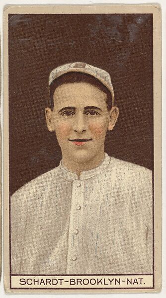 Wilbur Schardt, Brooklyn, National League, from the Brown Background series (T207) for the American Tobacco Company, Issued by American Tobacco Company, Commercial lithograph 