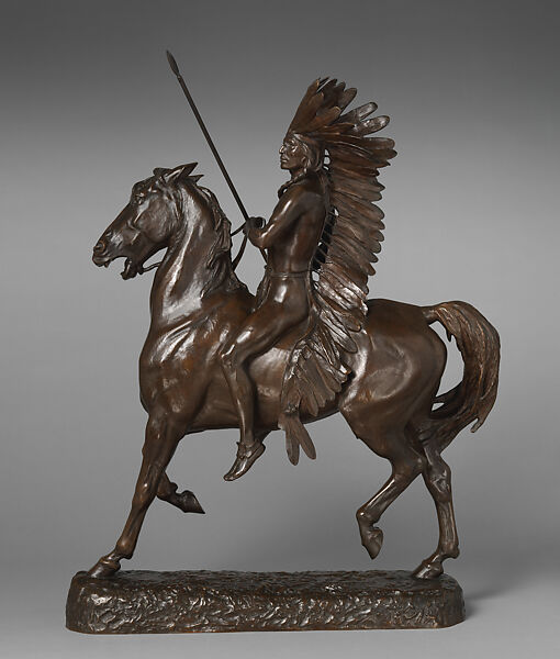 Indian Warrior, Alexander Phimister Proctor (American, Bosanquet, Ontario 1860–1950 Palo Alto, California), Bronze, American
