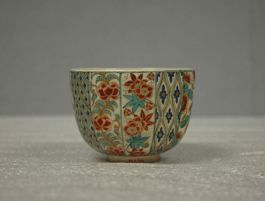 Cup, Clay covered with a crackled transparent glaze over decorations (Satsuma ware), Japan