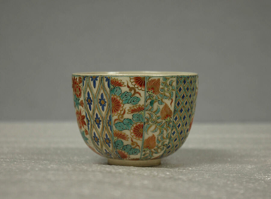 Cup, Clay covered with a crackled transparent glaze over decorations (Satsuma ware), Japan