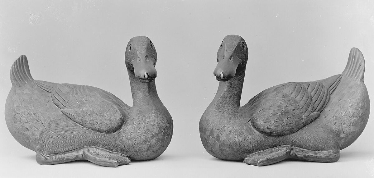 Duck Figure, Gray stoneware (Bizen ware, Imbe style), Japan 