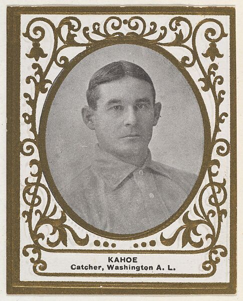 Kahoe, Catcher, Washington, American League, from the Baseball Players (Ramlys) series (T204) issued by the Mentor Company to promote Ramly and T.T.T. Turkish Cigarettes, Issued by Mentor Company, Boston, Photolithograph 