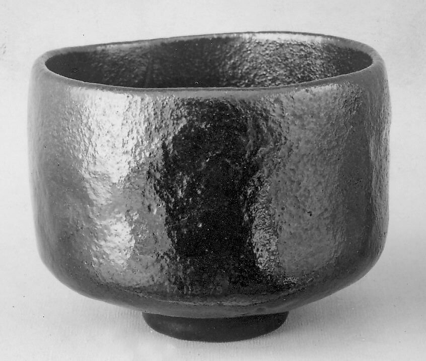 Teabowl, Ichinyu (Japanese, died 1682), Clay covered with a dull black glaze (Raku ware), Japan 