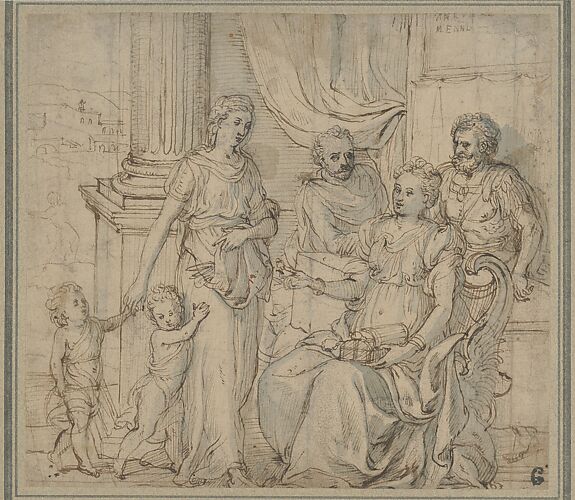 Cornelia, Mother of the Gracchi, Pointing to her Children as her Most Precious Ornaments