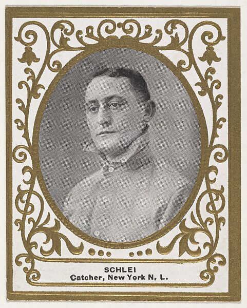 Schlei, Catcher, New York, National League, from the Baseball Players (Ramlys) series (T204) issued by the Mentor Company to promote Ramly and T.T.T. Turkish Cigarettes, Issued by Mentor Company, Boston, Photolithograph 