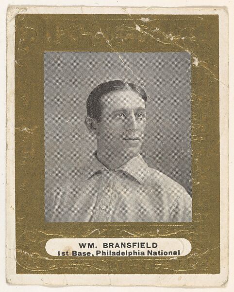 William Bransfield, 1st Base, Philadelphia, National League, from the Baseball Players (Ramlys) series (T204) issued by the Mentor Company to promote Ramly and T.T.T. Turkish Cigarettes, Issued by Mentor Company, Boston, Photolithograph 