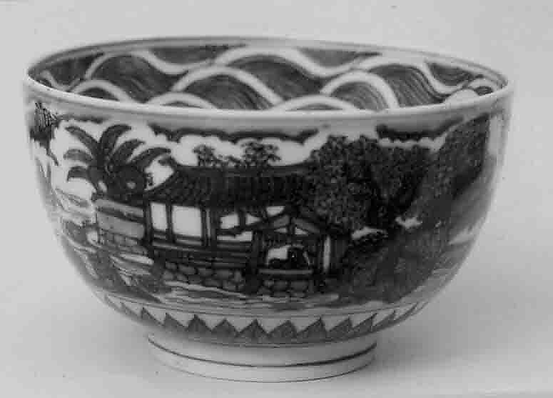 Bowl, White porcelain decorated with blue under the glaze (Arita ware, Imari type), Japan 