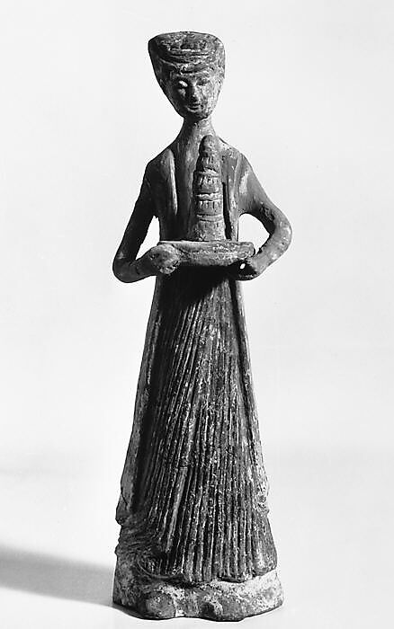 Female musician, Earthenware with traces of pigment, China 