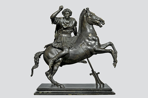 Statuette of Alexander the Great on Horseback, Bronze, silver, Roman 