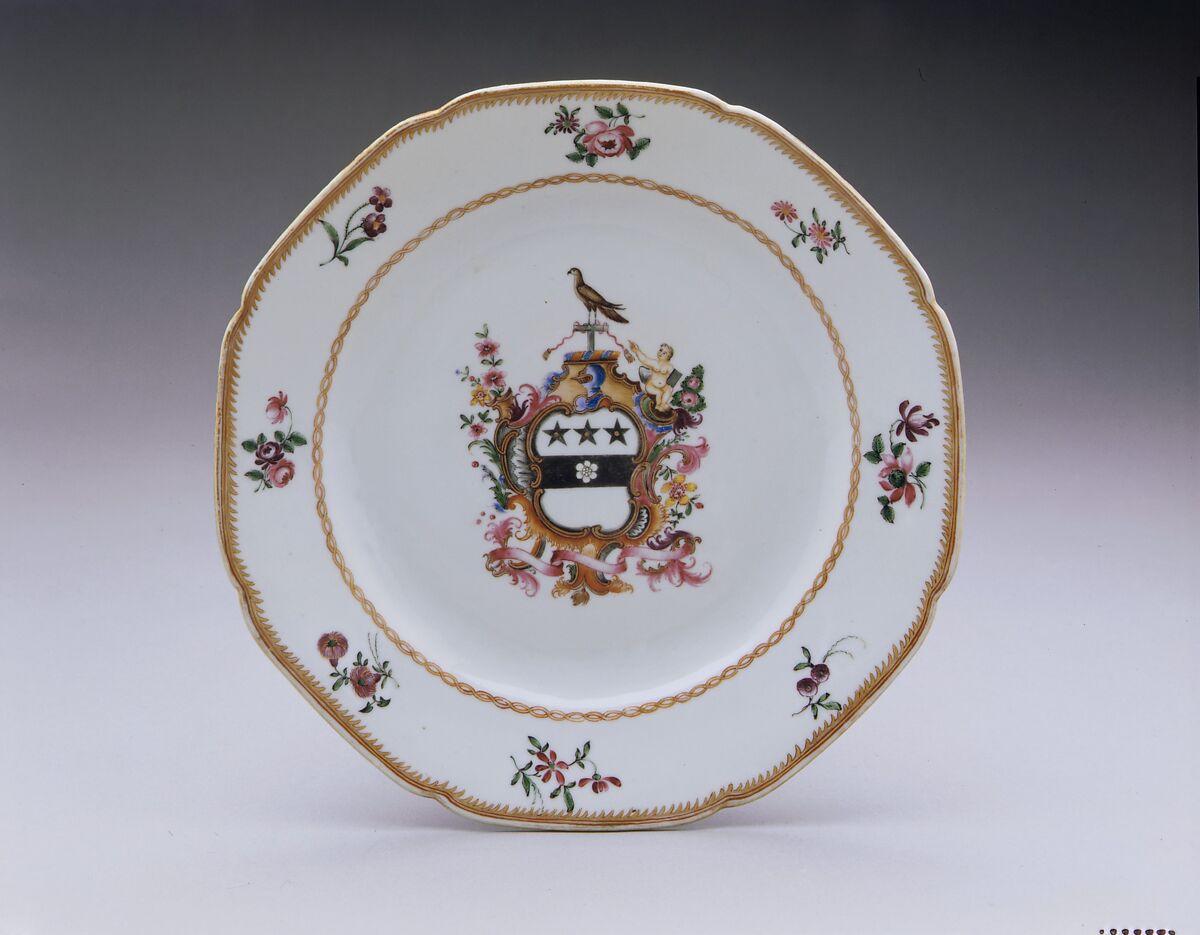 Plate, Porcelain, Chinese, for American market 