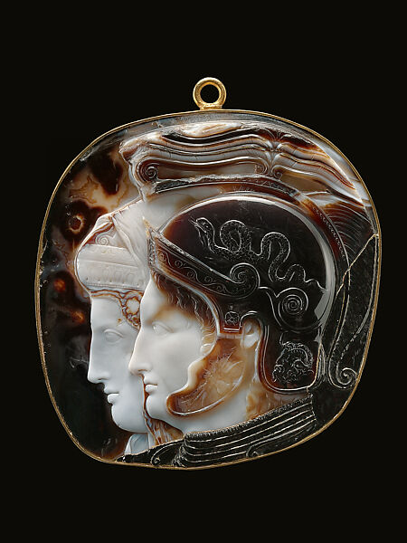 Cameo with portrait heads, Sardonyx, Greek, Ptolemaic 