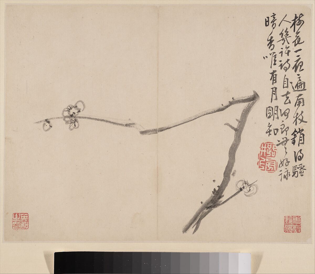 Album of Blossoming Plum, Li Fangying (Chinese, 1696–1754), Album of eight paintings; ink on paper, China
