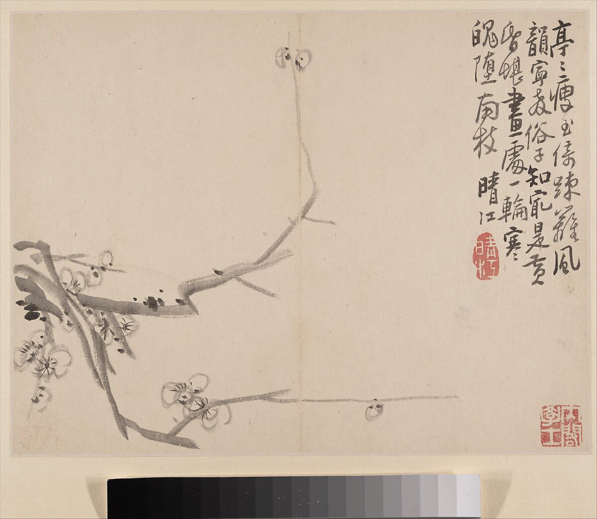 Album of Blossoming Plum, Li Fangying (Chinese, 1696–1754), Album of eight paintings; ink on paper, China