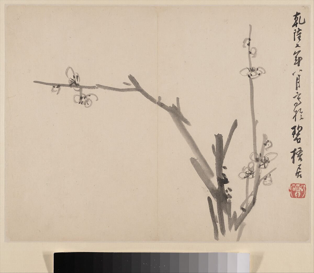 Album of Blossoming Plum, Li Fangying (Chinese, 1696–1754), Album of eight paintings; ink on paper, China